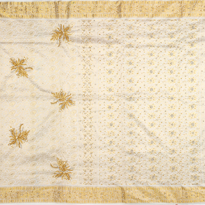 Kuberan White Silk Saree