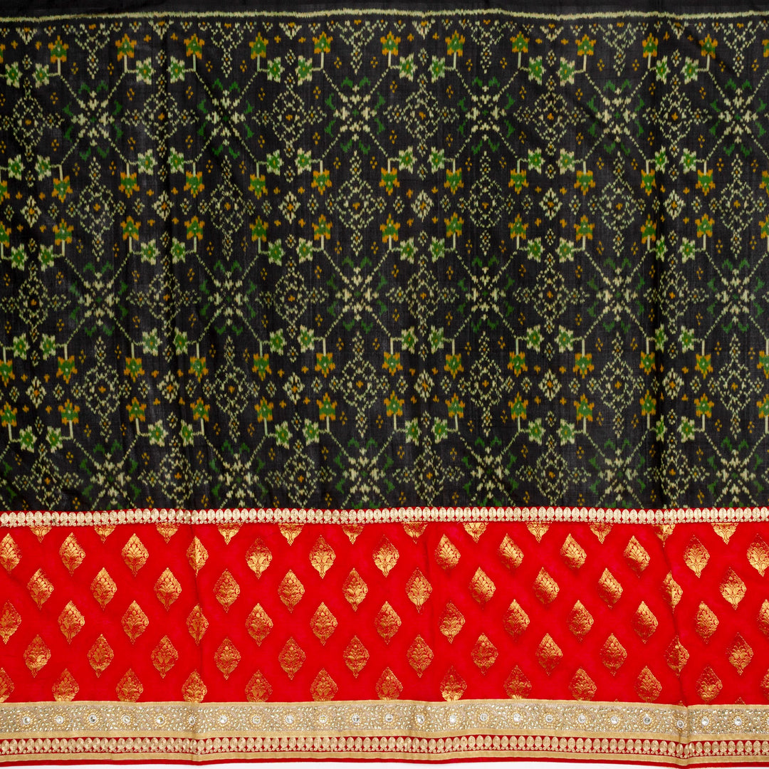 Kuberan Green Red Ikkat Silk Saree