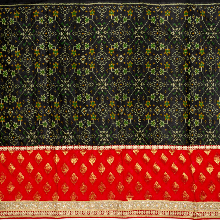 Kuberan Green Red Ikkat Silk Saree