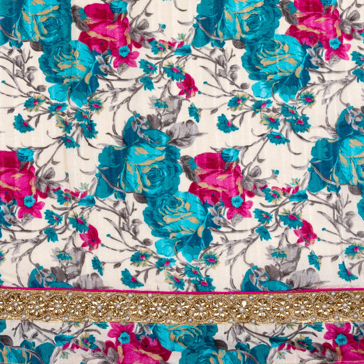 Kuberan Sky Blue Georgette Saree