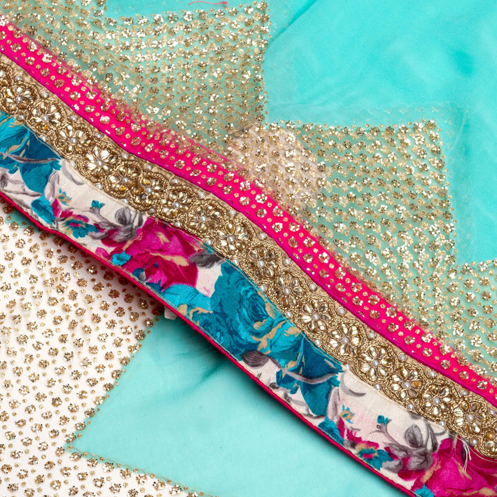 Kuberan Sky Blue Georgette Saree