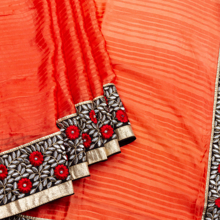 Kuberan Peach Satin Georgette Saree