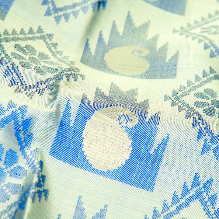 Kuberan Blue Pink Kanchivaram Silk Saree