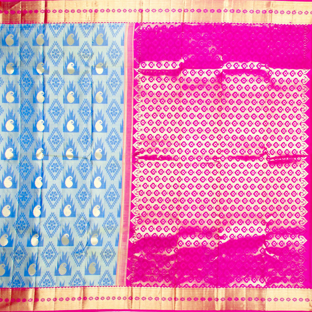 Kuberan Blue Pink Kanchivaram Silk Saree