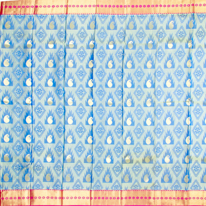 Kuberan Blue Pink Kanchivaram Silk Saree