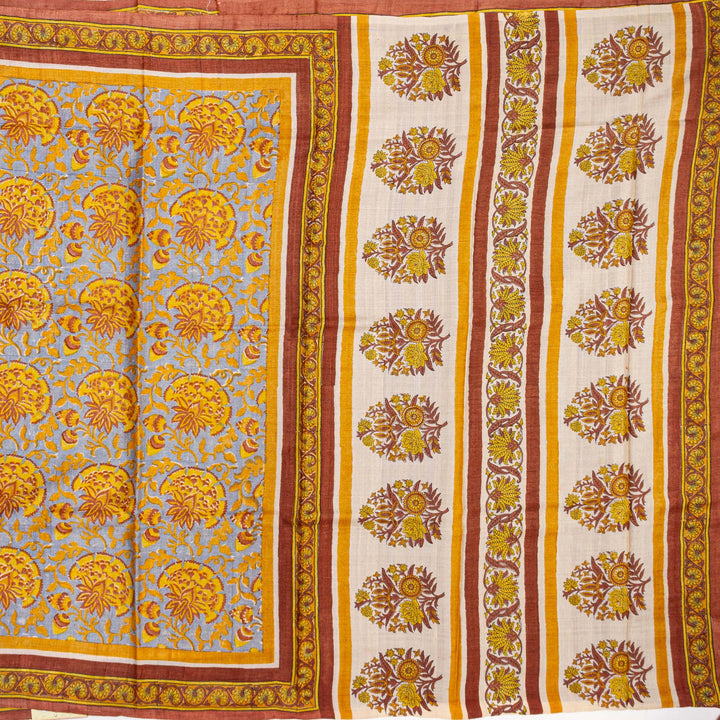 Kuberan Brown Grey Tussar Pure Silk Saree