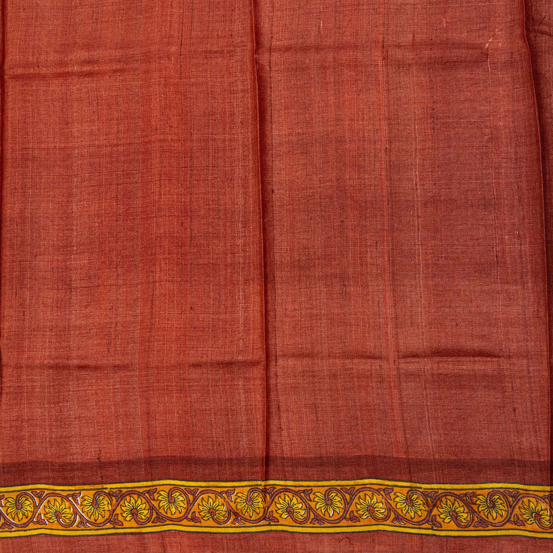 Kuberan Brown Grey Tussar Pure Silk Saree
