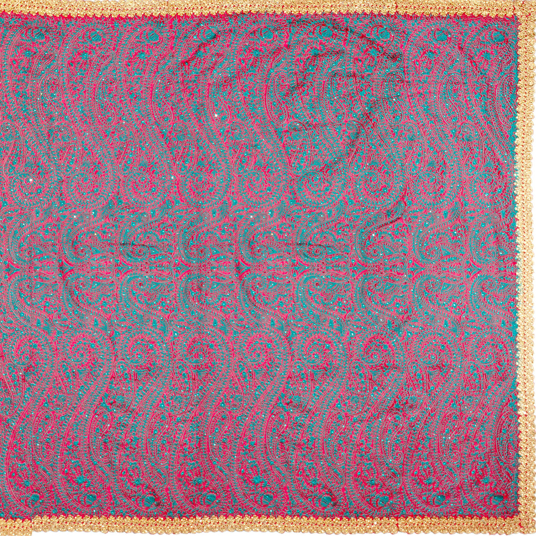 Kuberan Blue Red Georgette Saree