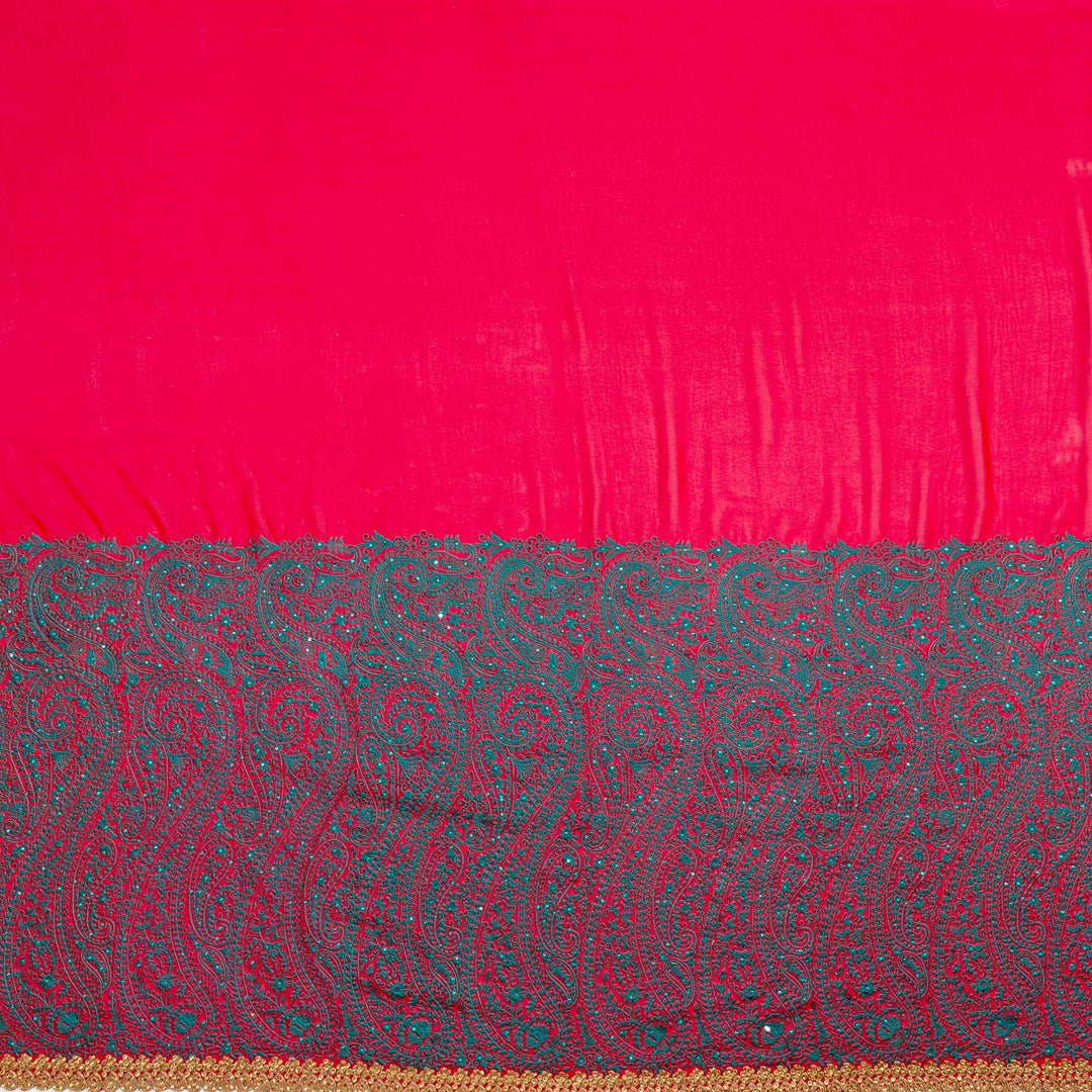 Kuberan Blue Red Georgette Saree