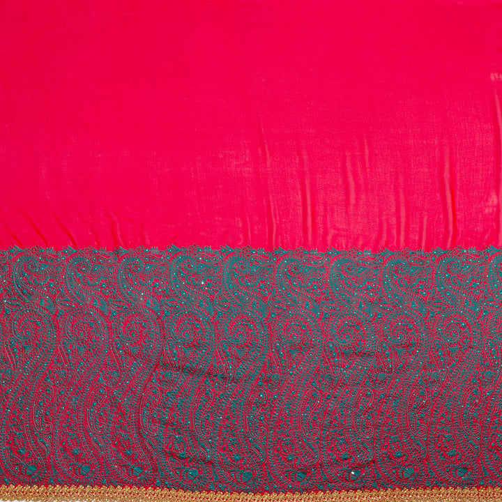 Kuberan Blue Red Georgette Saree