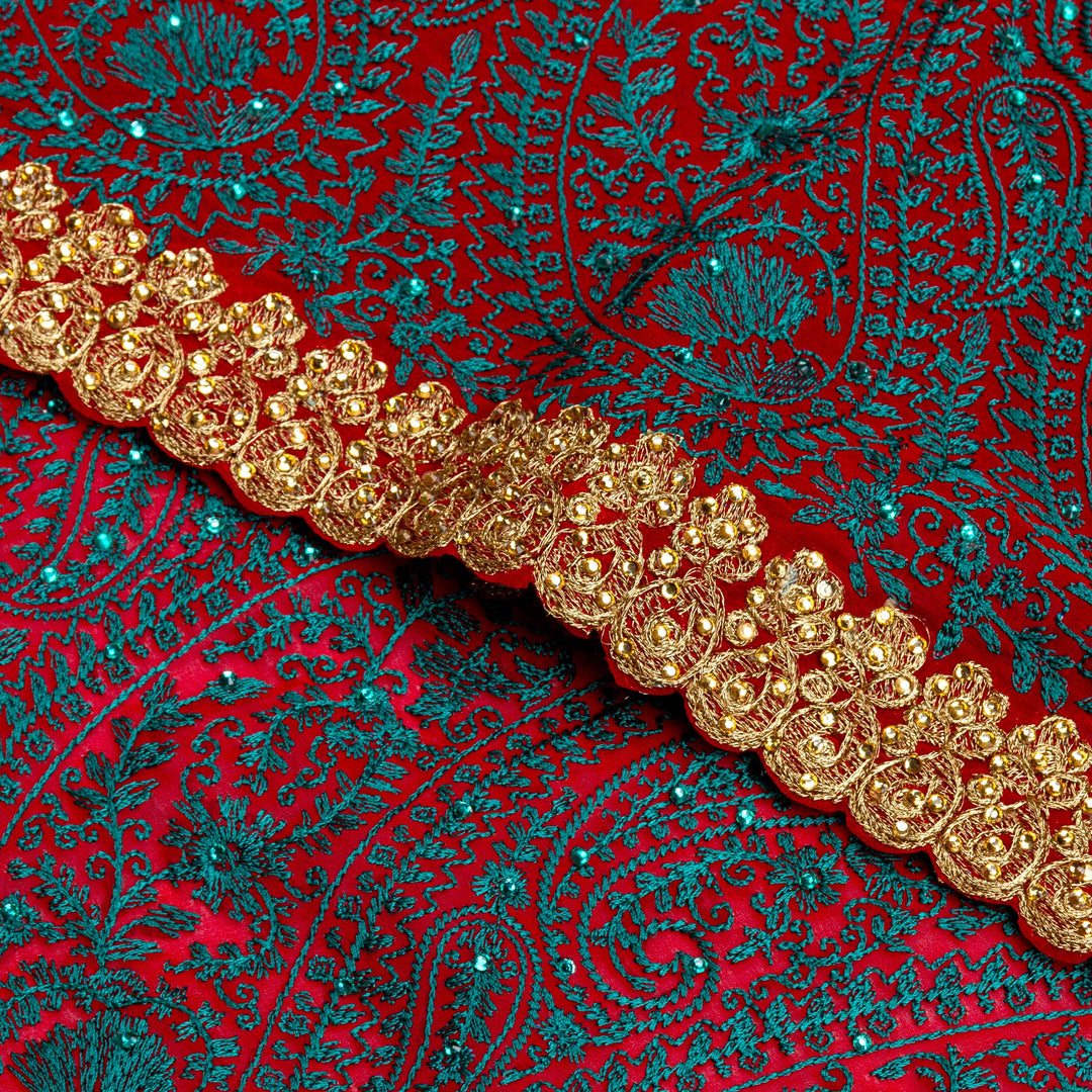 Kuberan Blue Red Georgette Saree