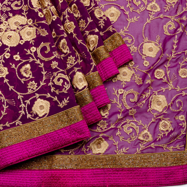 Kuberan Purple Georgette Saree