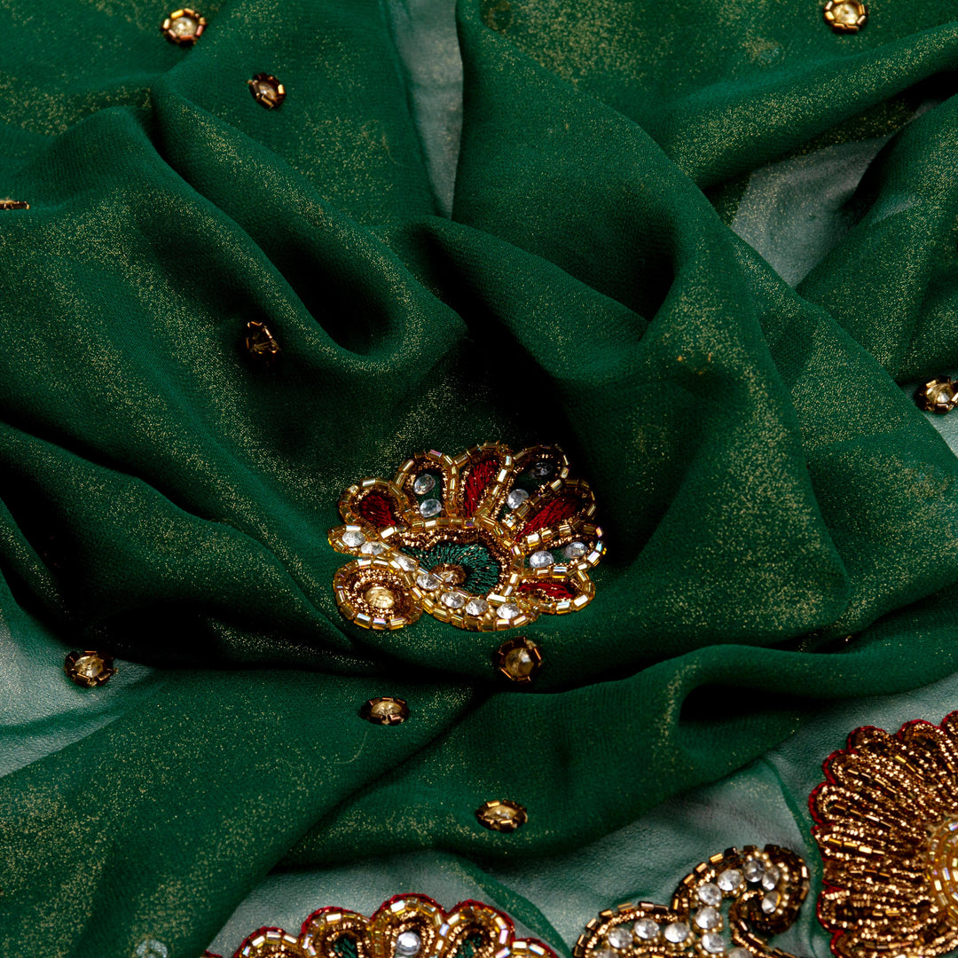 Kuberan Green Maroon Shimmer Georgette Saree