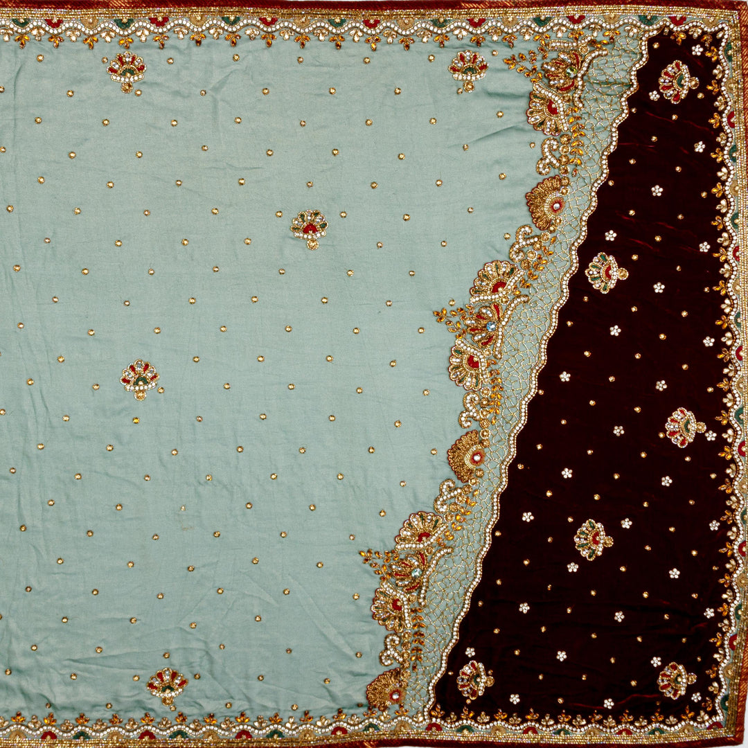 Kuberan Green Maroon Shimmer Georgette Saree