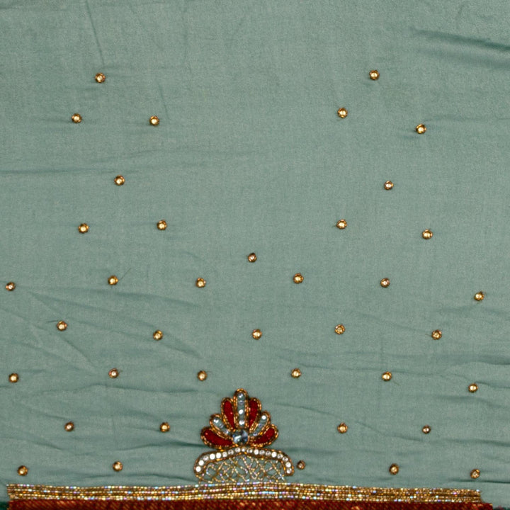 Kuberan Green Maroon Shimmer Georgette Saree