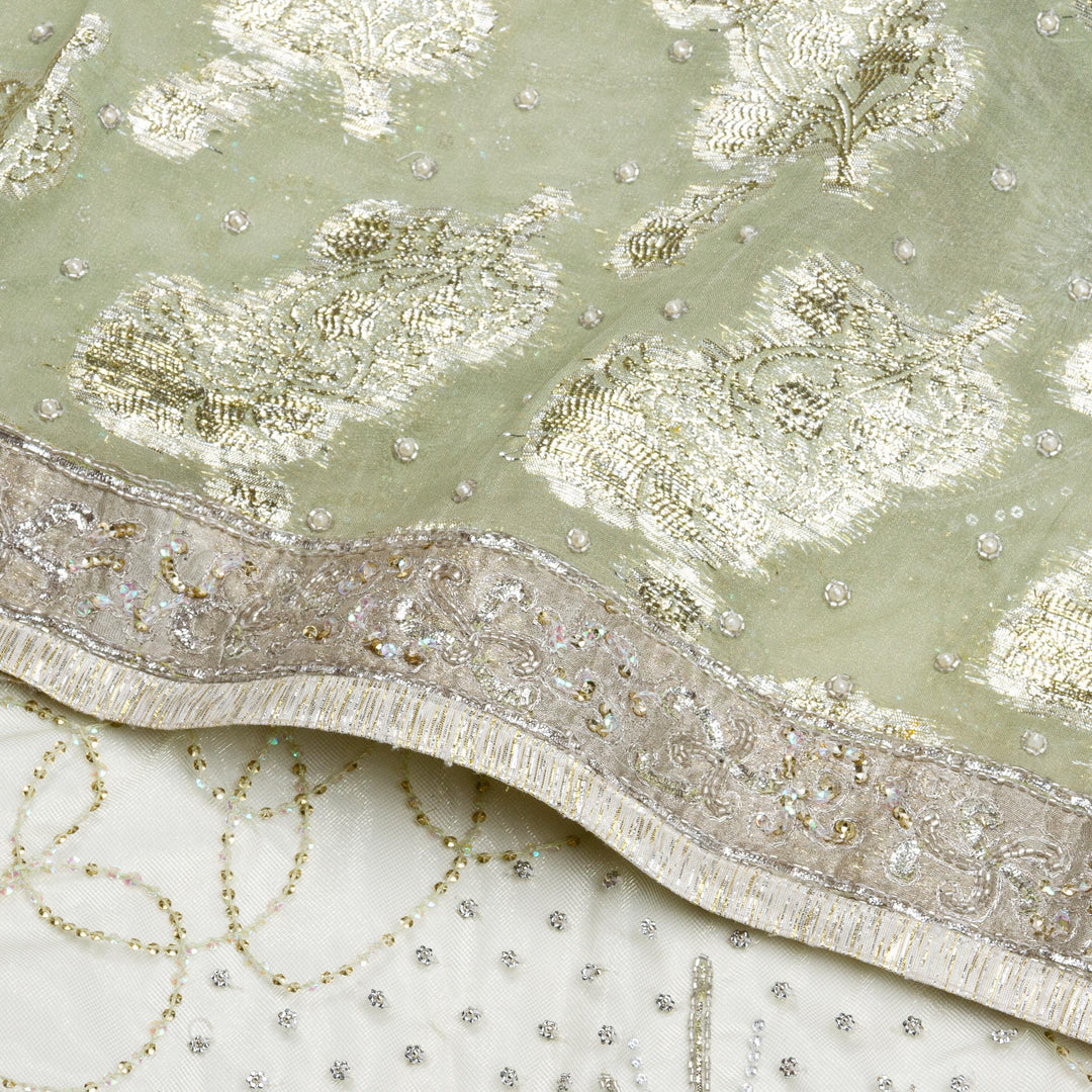 Kuberan Pista Green Shimmer Georgette Saree