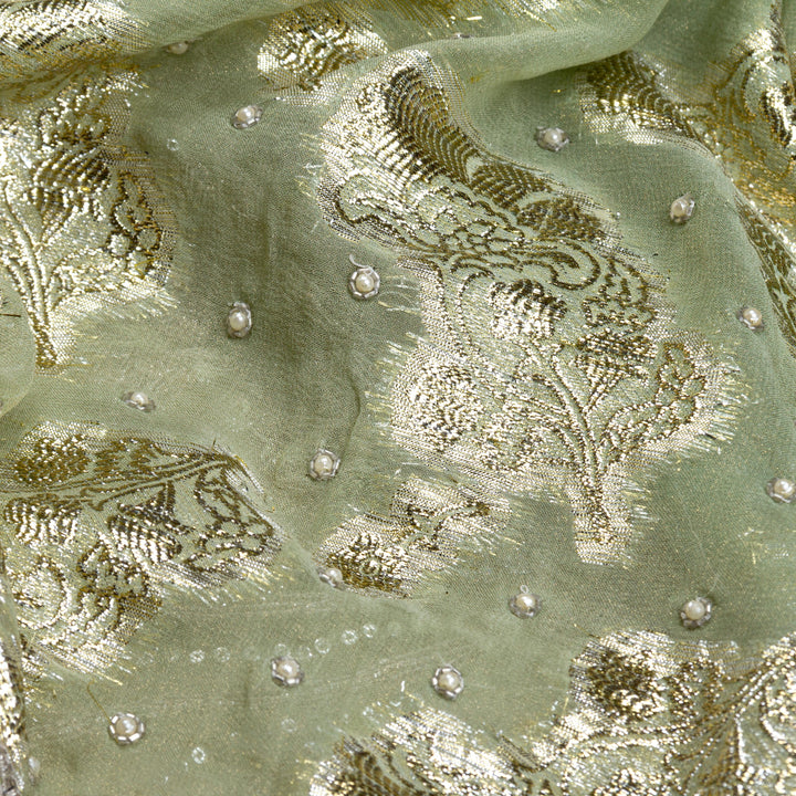 Kuberan Pista Green Shimmer Georgette Saree