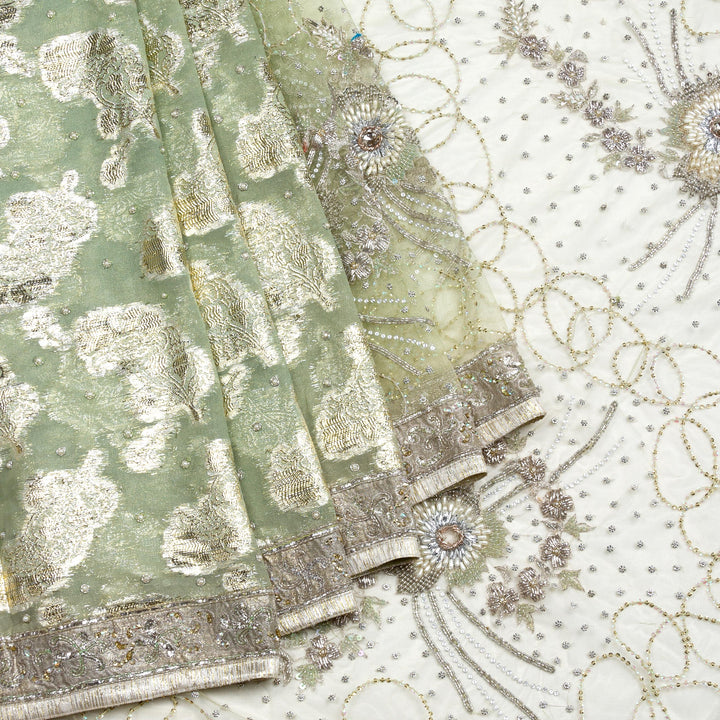 Kuberan Pista Green Shimmer Georgette Saree