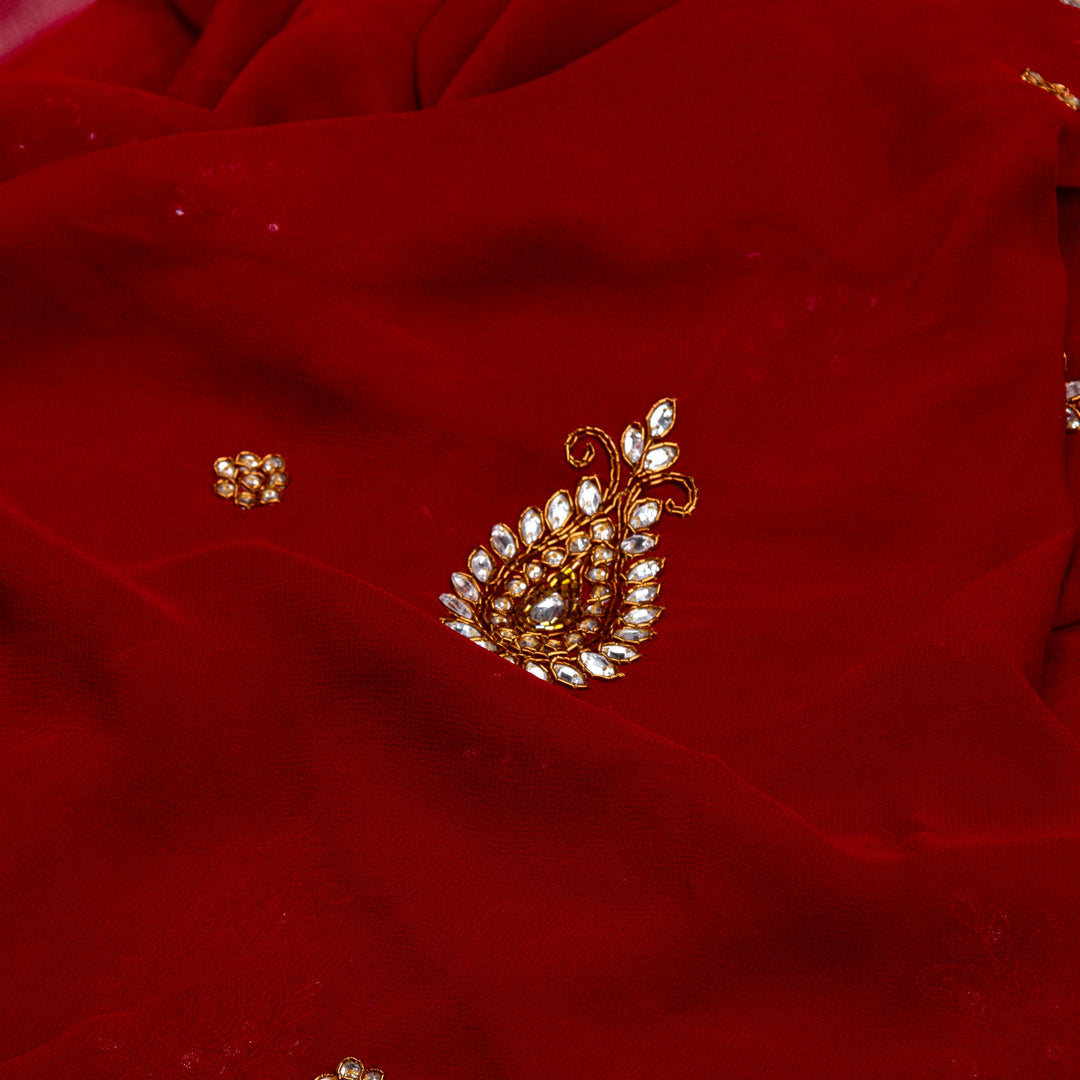 Kuberan Red Maroon Crepe Saree