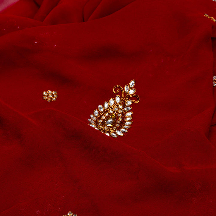 Kuberan Red Maroon Crepe Saree
