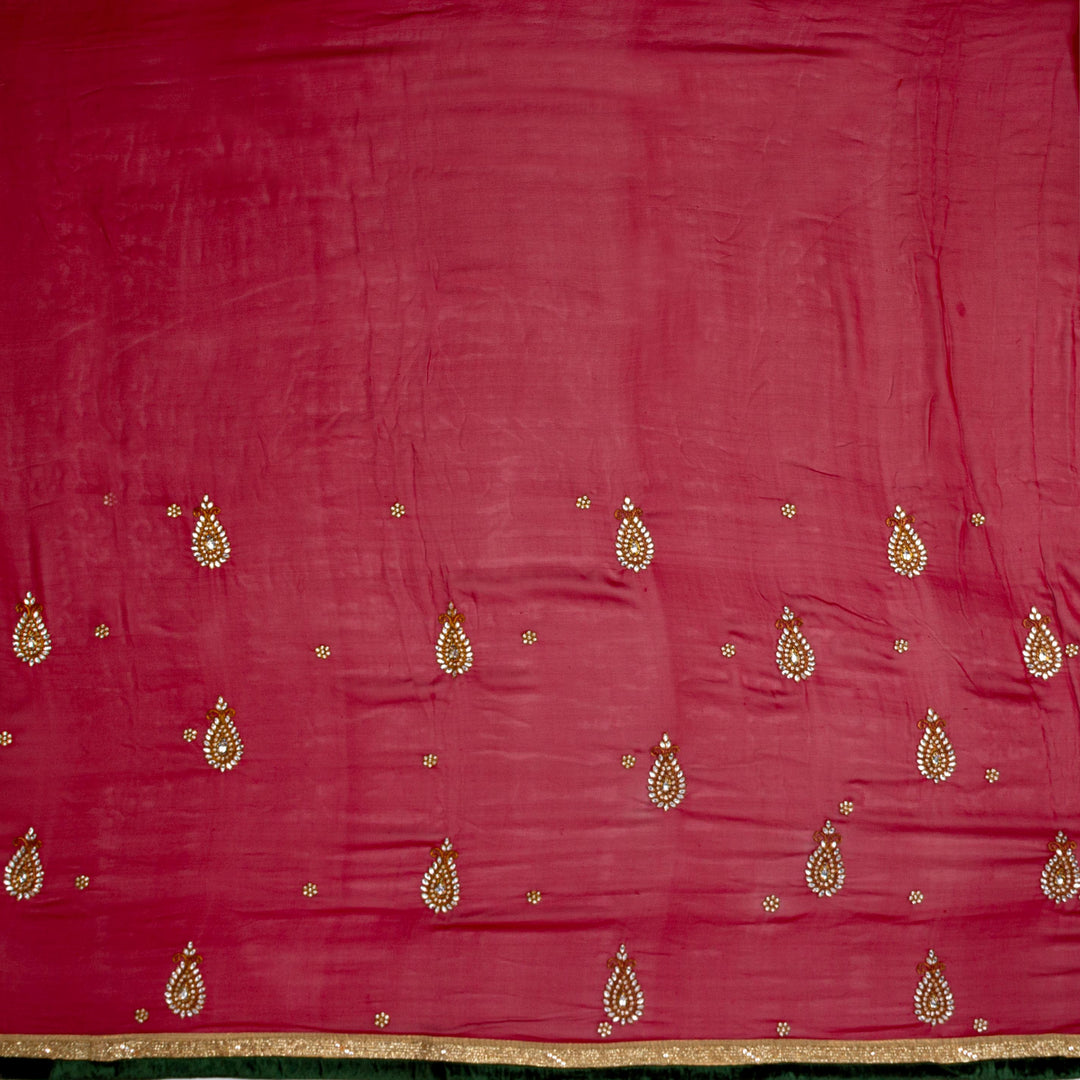 Kuberan Red Maroon Crepe Saree