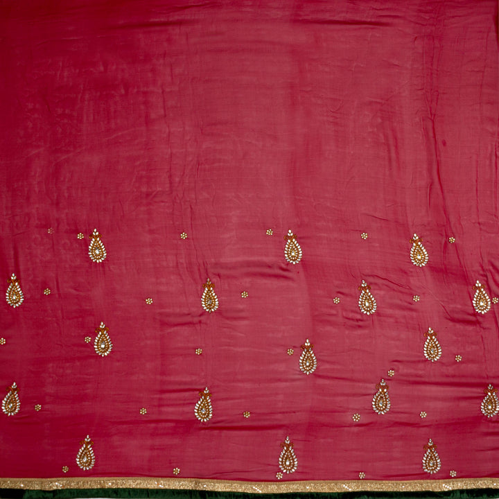 Kuberan Red Maroon Crepe Saree