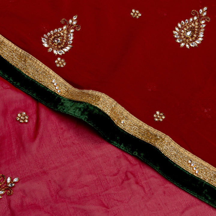 Kuberan Red Maroon Crepe Saree