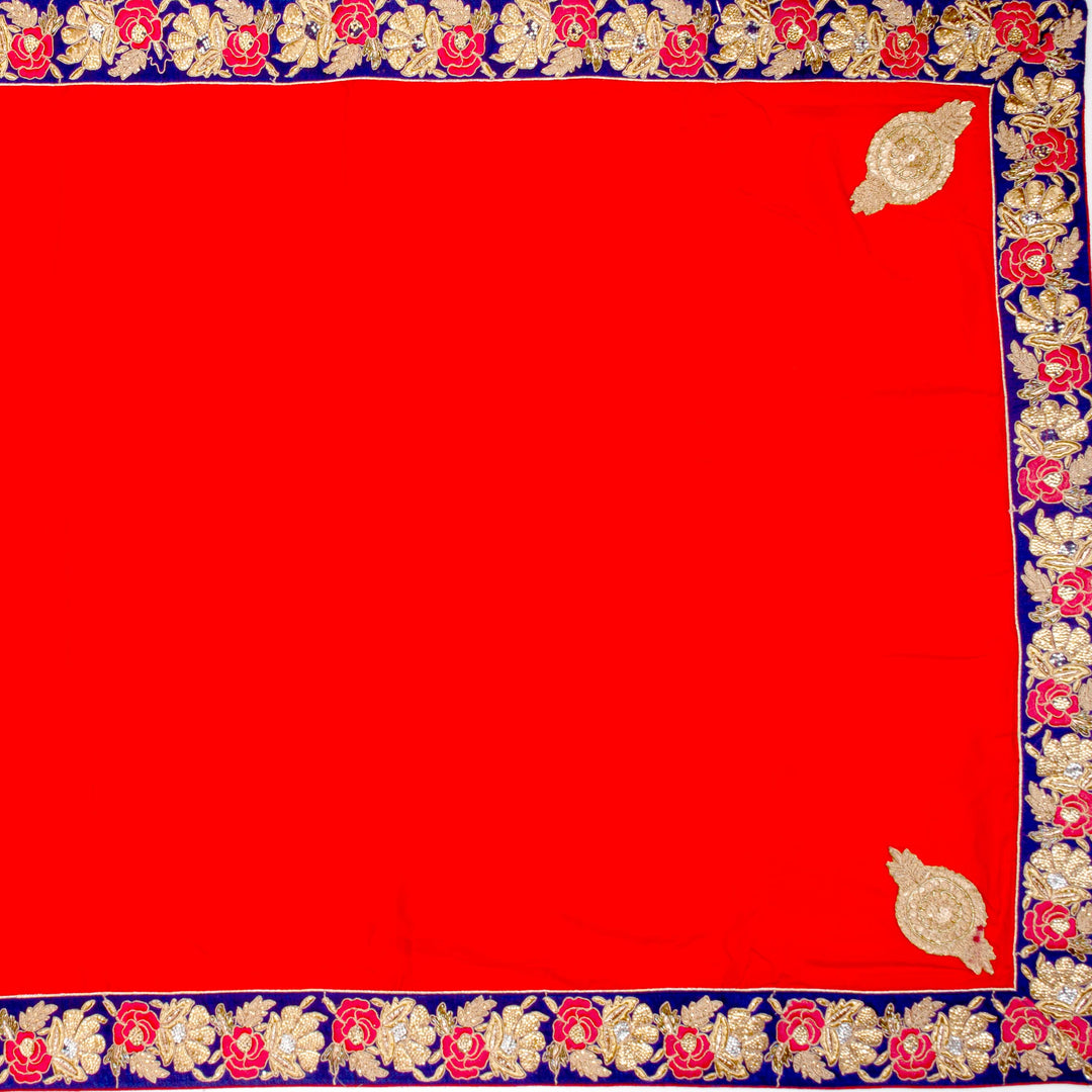 Kuberan Orange Cream Georgette Saree