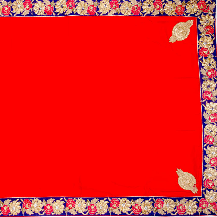 Kuberan Orange Cream Georgette Saree