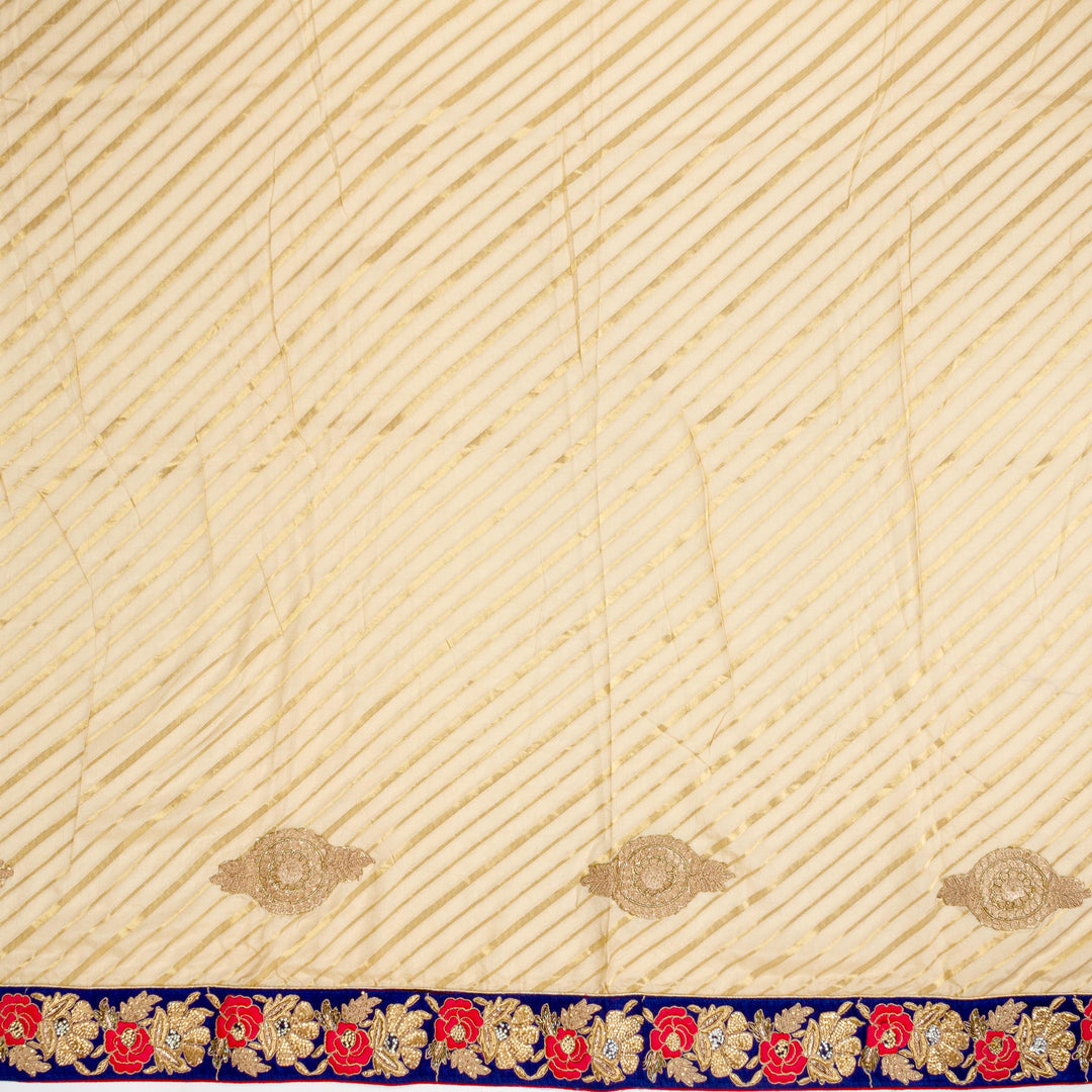 Kuberan Orange Cream Georgette Saree