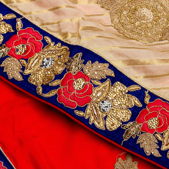 Kuberan Orange Cream Georgette Saree