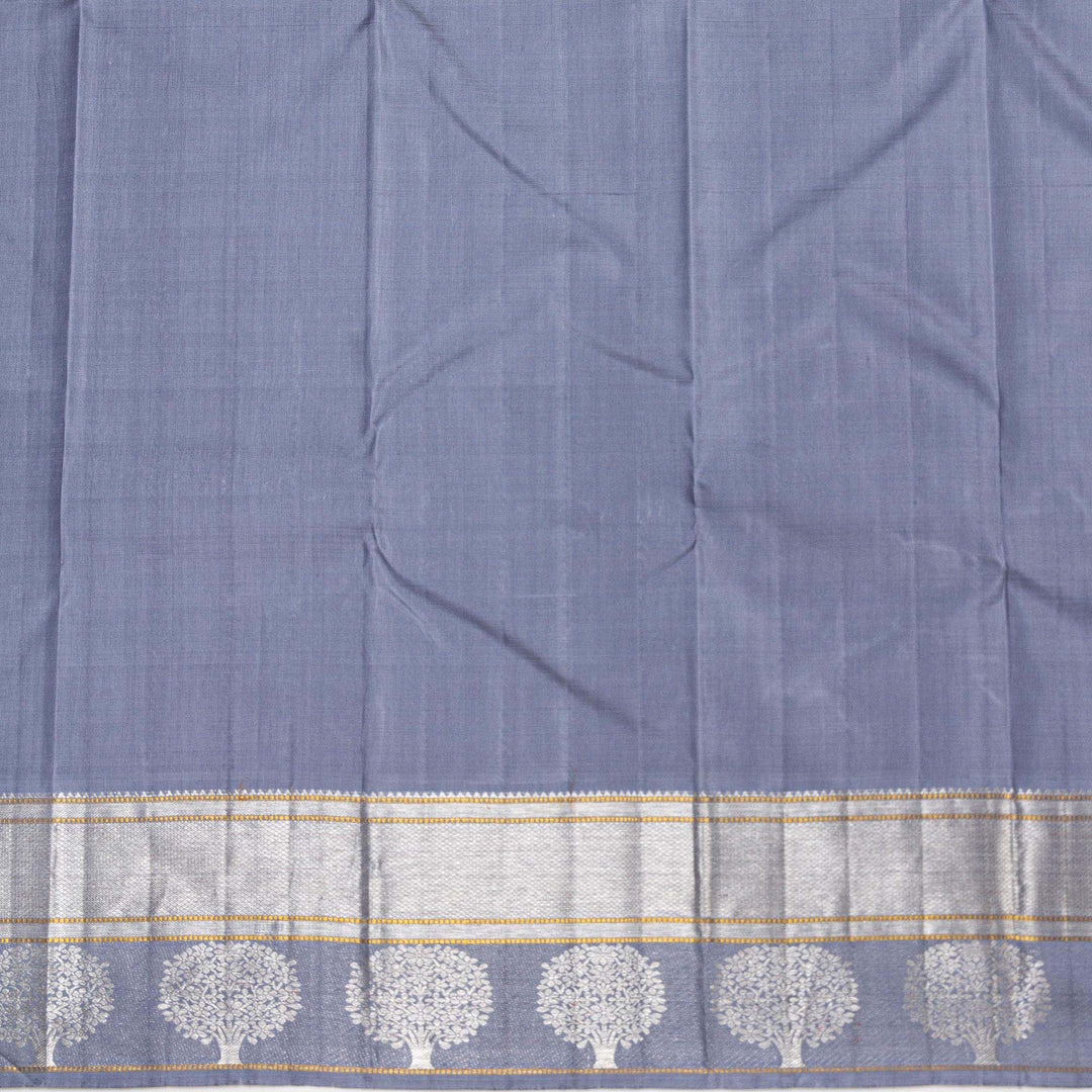 Kuberan Navy Blue Grey Kanchivaram Silk Saree