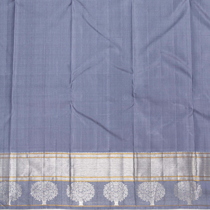 Kuberan Navy Blue Grey Kanchivaram Silk Saree