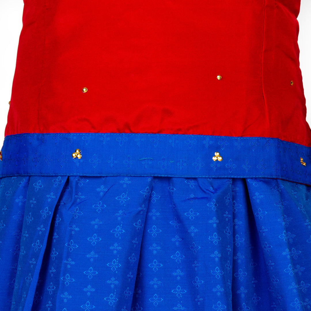 Kuberan Blue Orange Art Silk Readymade Pavada