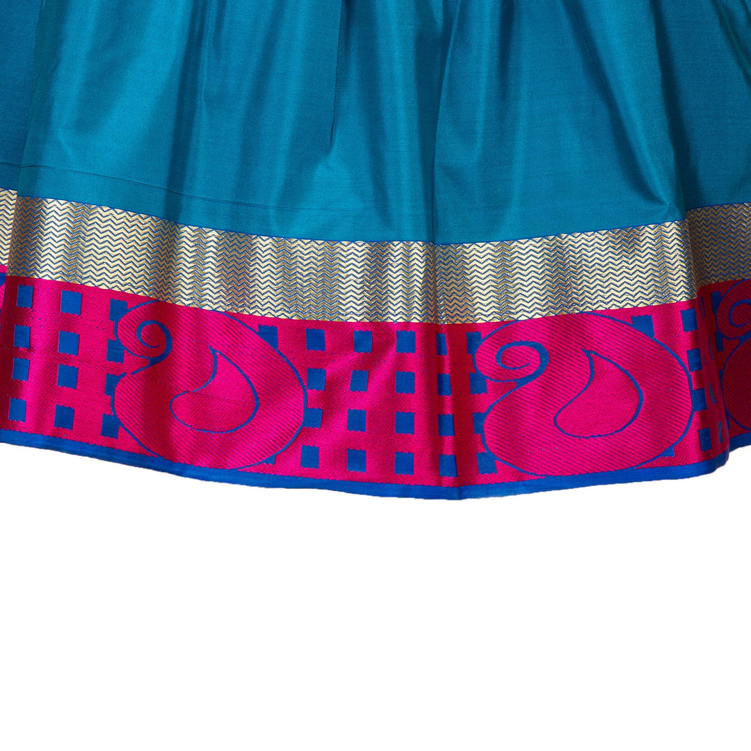 Kuberan Yellow Blue Art Silk Readymade Pavada