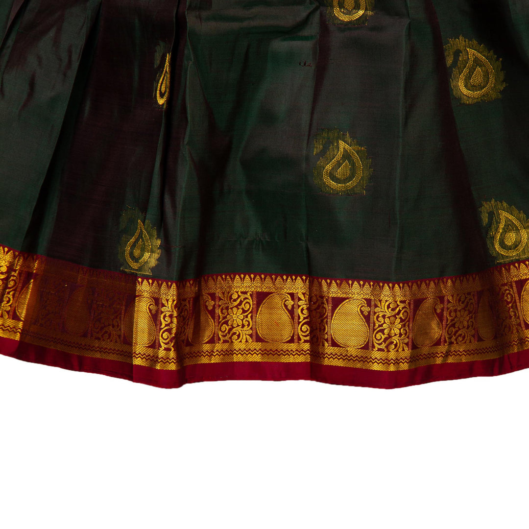 Kuberan Bottle Green Pure Silk Readymade Pavada