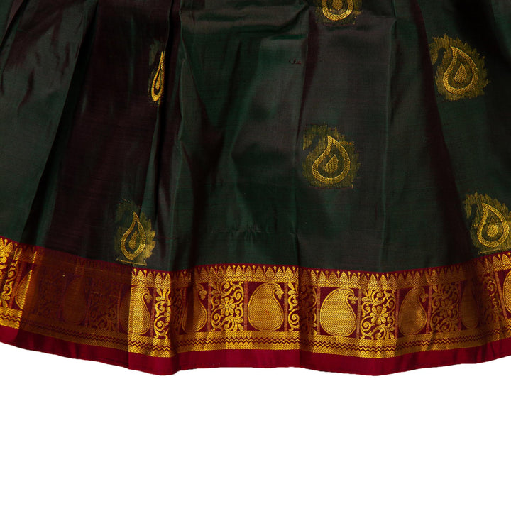 Kuberan Bottle Green Pure Silk Readymade Pavada