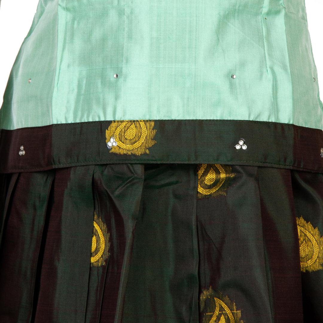 Kuberan Bottle Green Pure Silk Readymade Pavada