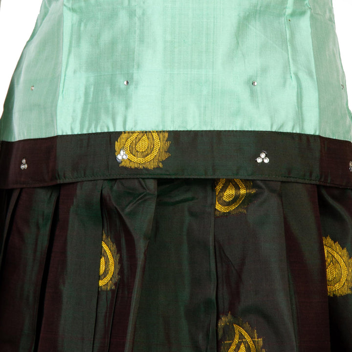 Kuberan Bottle Green Pure Silk Readymade Pavada