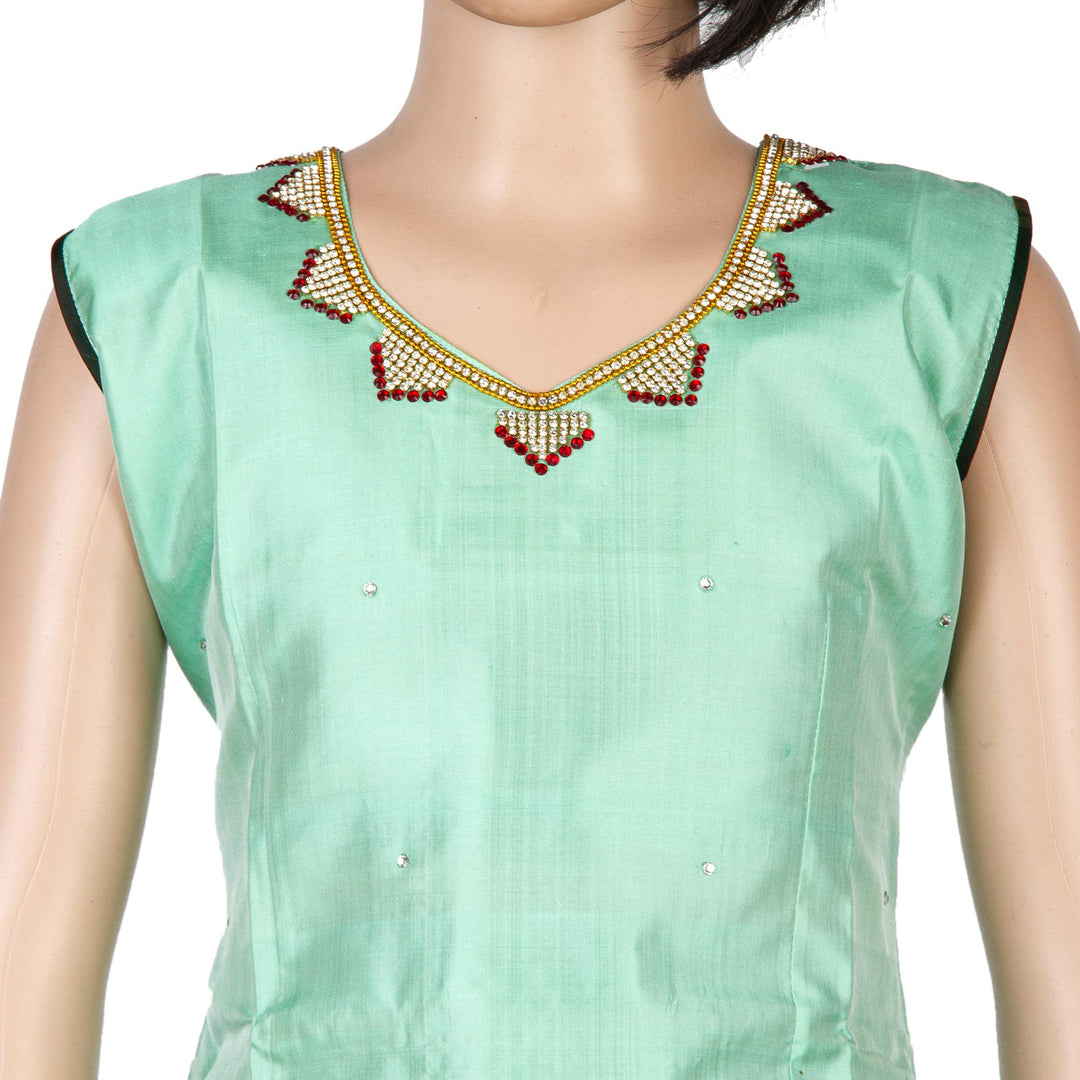 Kuberan Bottle Green Pure Silk Readymade Pavada