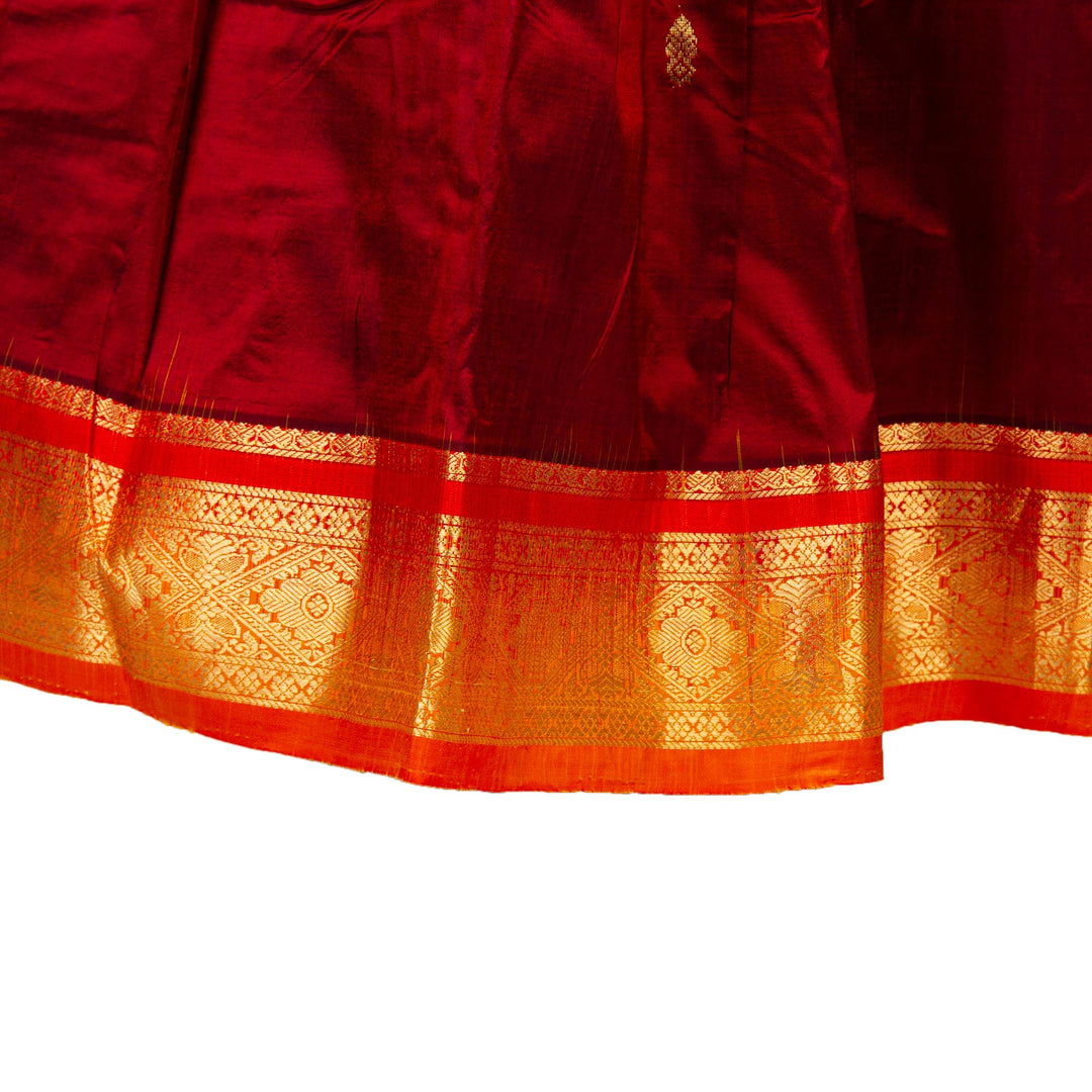 Kuberan Maroon Yellow Pure Silk Readymade Pavada