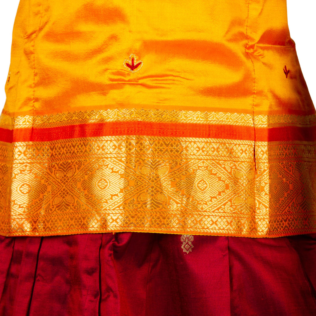 Kuberan Maroon Yellow Pure Silk Readymade Pavada