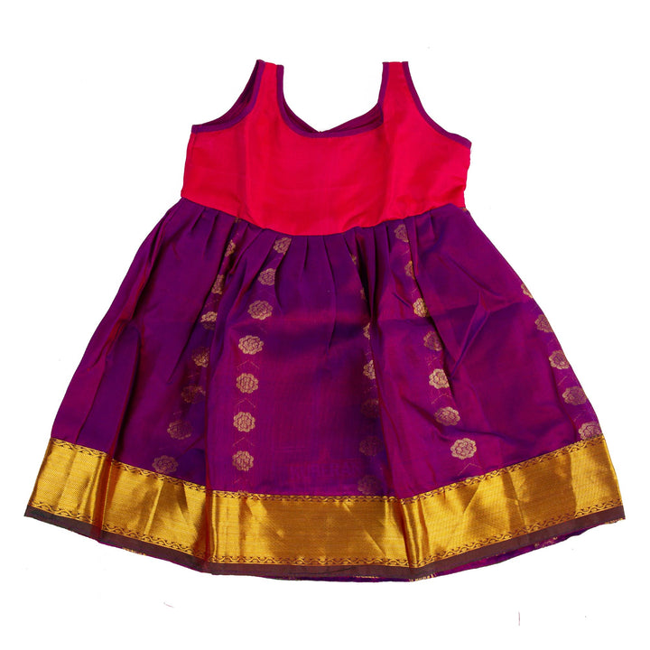 Kuberan Purple Pink Pure Silk Readymade Pavada