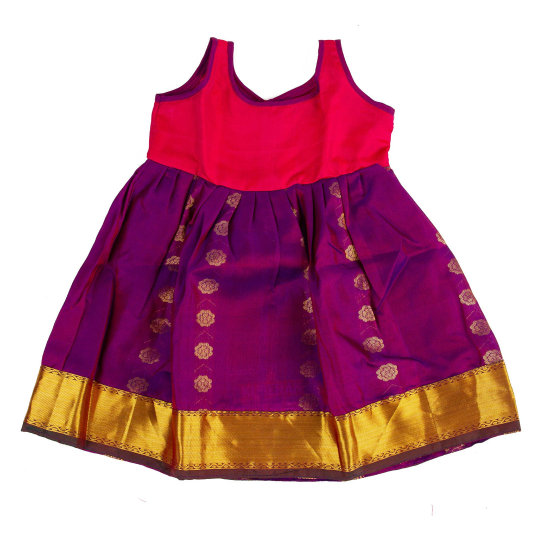 Kuberan Purple Pink Pure Silk Readymade Pavada