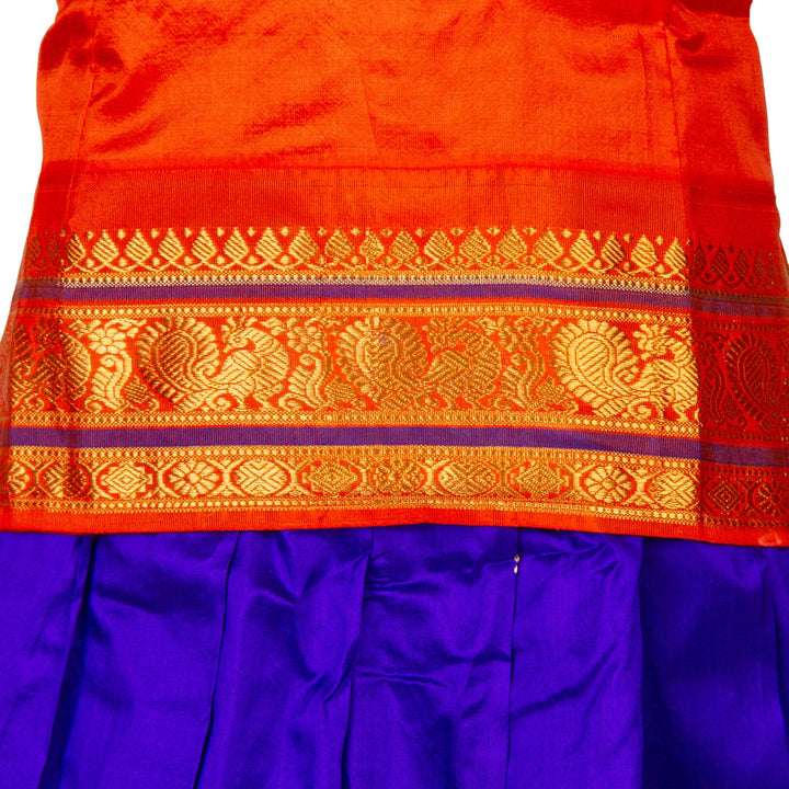 Kuberan Blue Orange Cotton Readymade Pavada