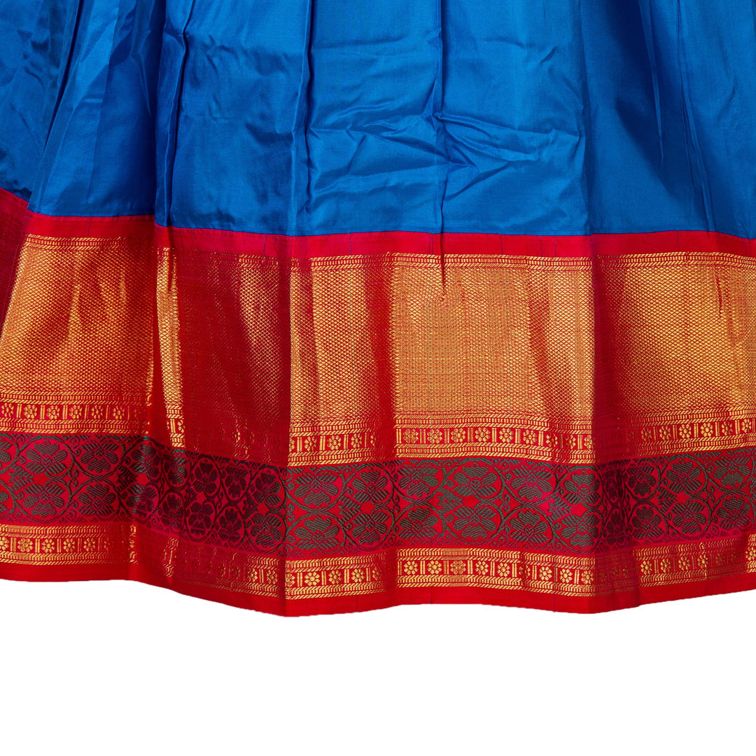 Kuberan Blue Pink Pure Silk Readymade Pavada
