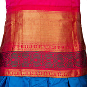Kuberan Blue Pink Pure Silk Readymade Pavada