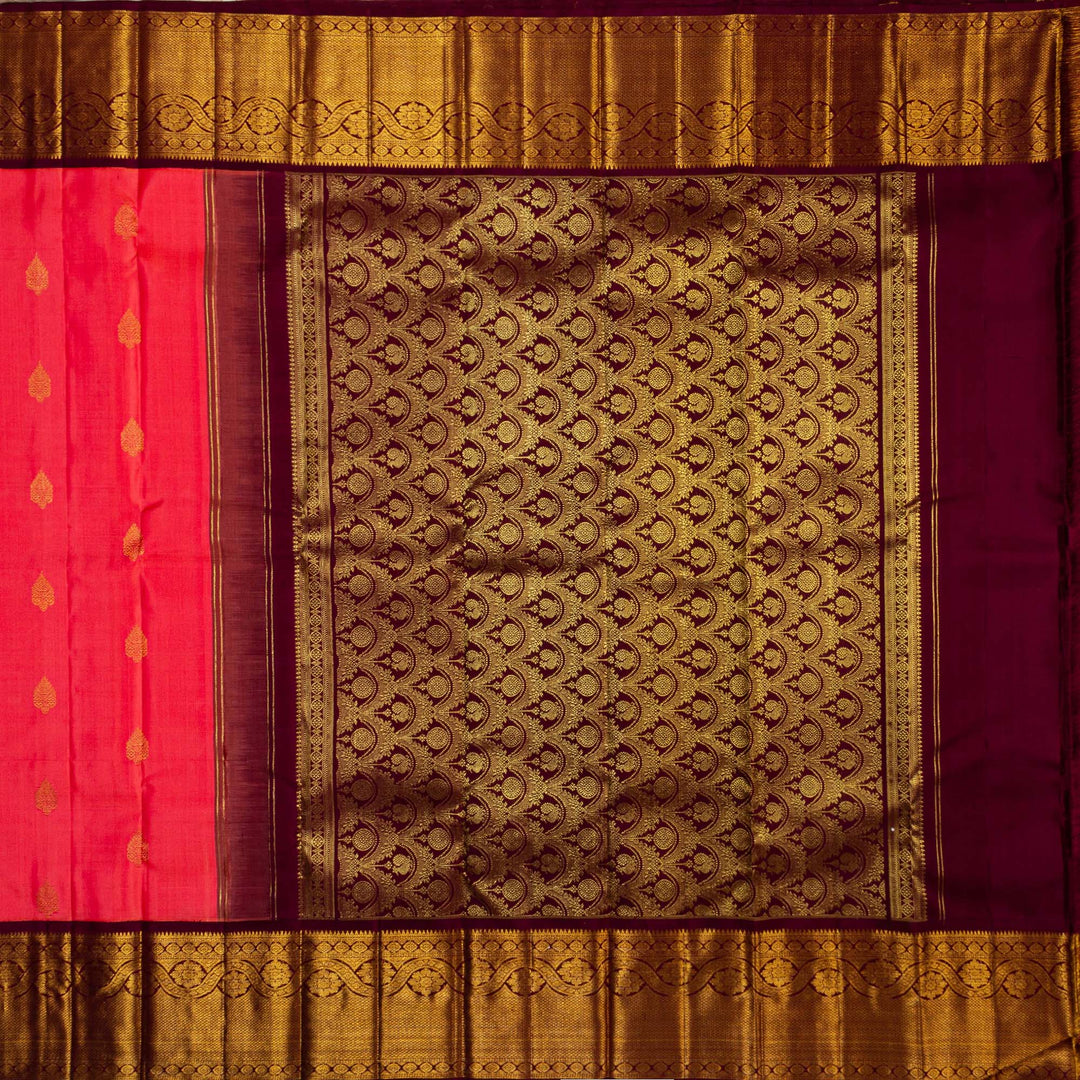 Kuberan Pink Brown Kanchipuram Silk Saree