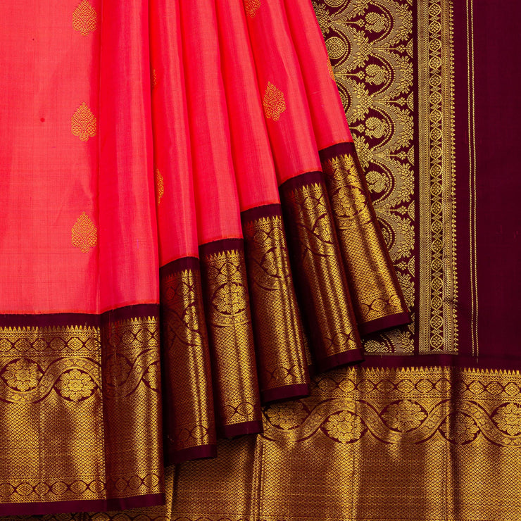 Kuberan Pink Brown Kanchipuram Silk Saree