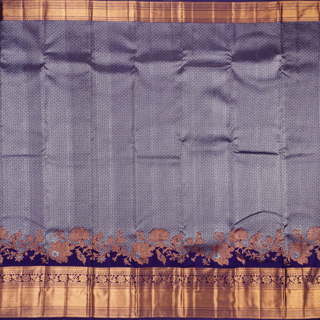 Kuberan Grey Navy Blue Kanchipuram Silk Saree